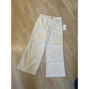 Anthropologie Pilcro Jeans Womens 31 Cream Wide Leg High Rise The Skipper NEW